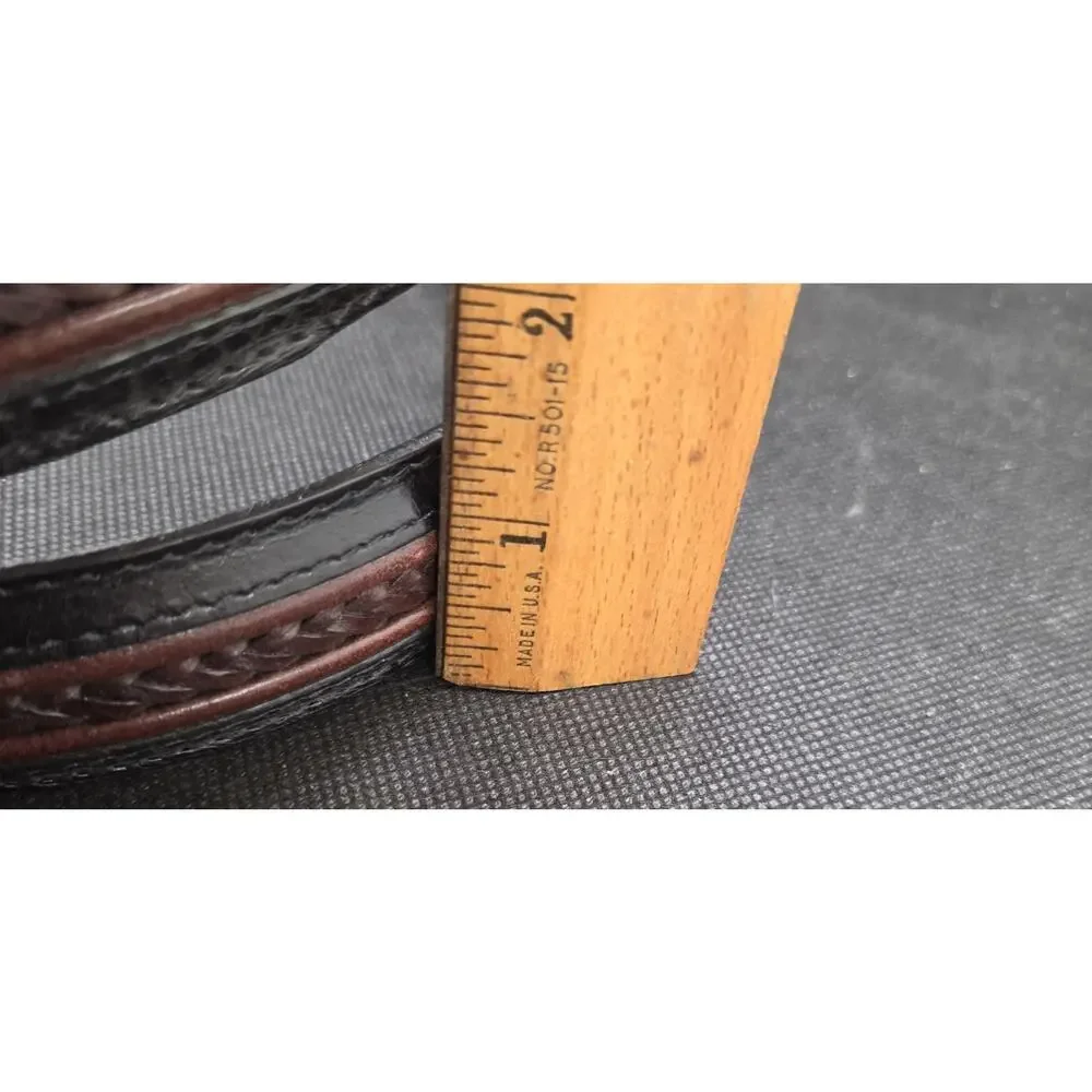 Brighton Onyx Belt 12200 Size 44 Pinon Hills Inlay Black w/ Brown Braided Accent